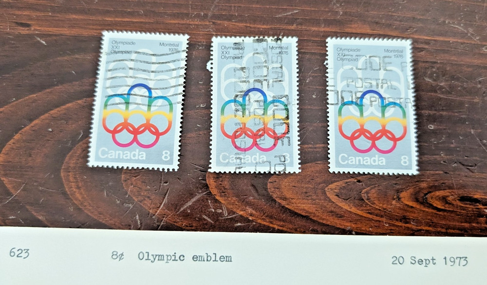 Canada 🍁 Scott #623 • 1973 Olympic Symbol • 8¢ • Used Stamp  set 3