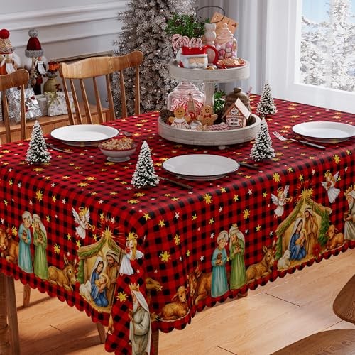 Christmas Tablecloth 60x84 Inch Rectangle, Washable 60" x 84" (Rectangular)