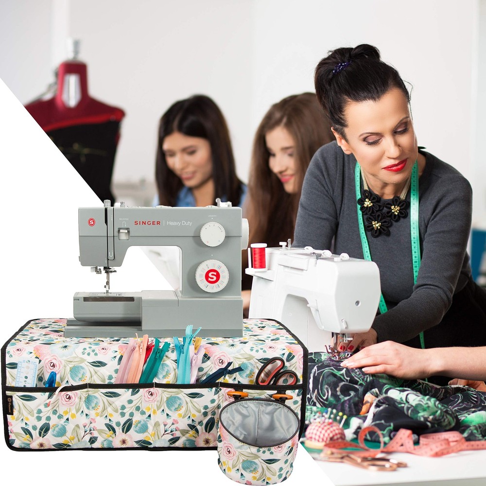 Sewing Machine Pad For Table With Pockets Water Resistant Mat Organizer Floral