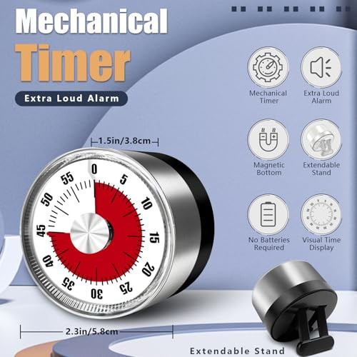 Kitchen Timers for Cooking, 0-60 Minute Visual Timer for Kids, Manual Black