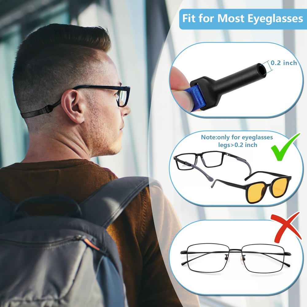 Glasses Strap - 8 Pcs Big Kids Adjustable Eyeglasses Strap - No Tail Eyeglass...