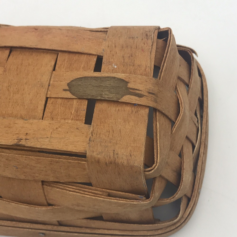 Longaberger Maple Handwoven 1990 Cracker Bread Fruit Basket Signed 11.5" x 5"