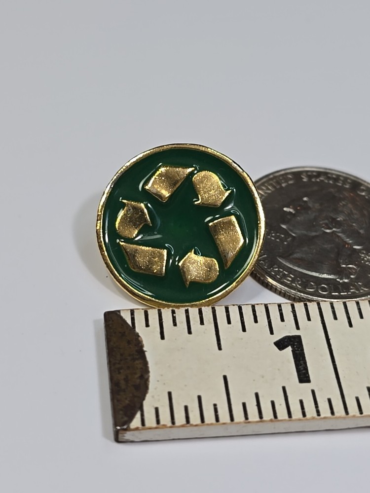 Recycle Symbol Green Background Lapel Pin
