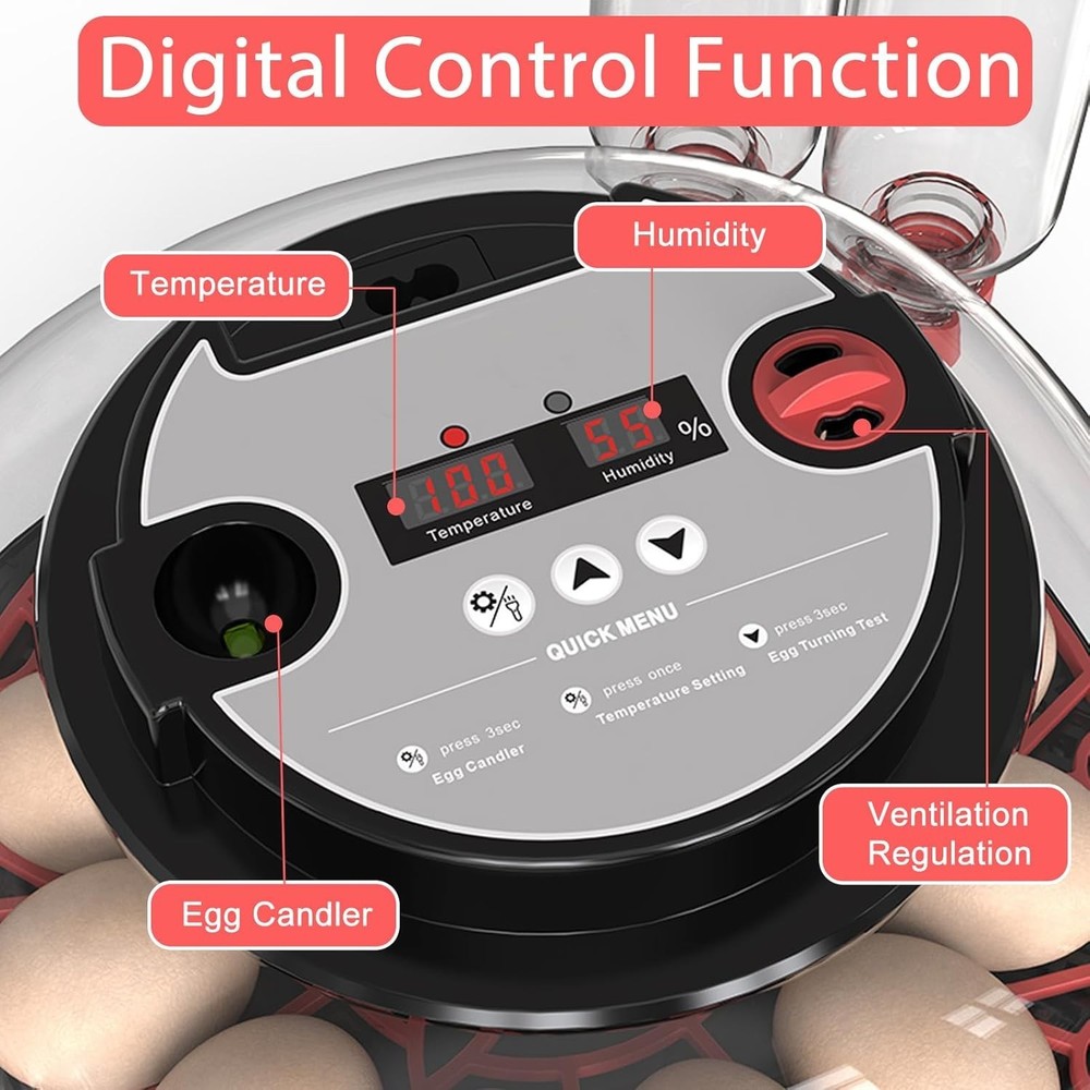 Incubators for Hatching Eggs, 12 Egg Incubator with Automatic Egg Turning and...