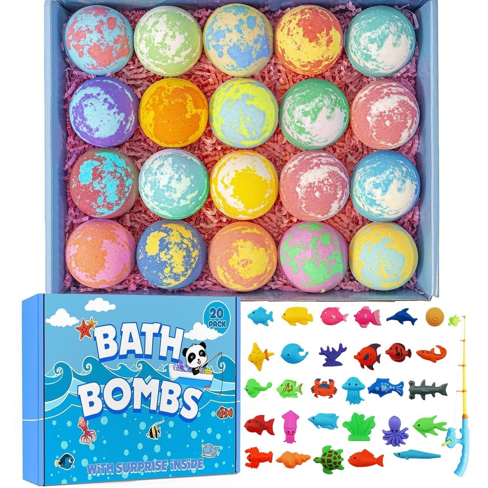 Bath Bombs for Kids with Surprise Inside, 20 Pack Handmade Bath Bomb Gift Set...