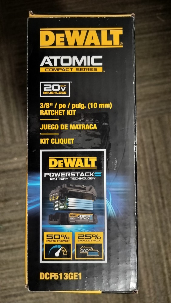 DEWALT DCF513GE1 Brushless Compact 3/8" Ratchet Kit Powerstack Battery