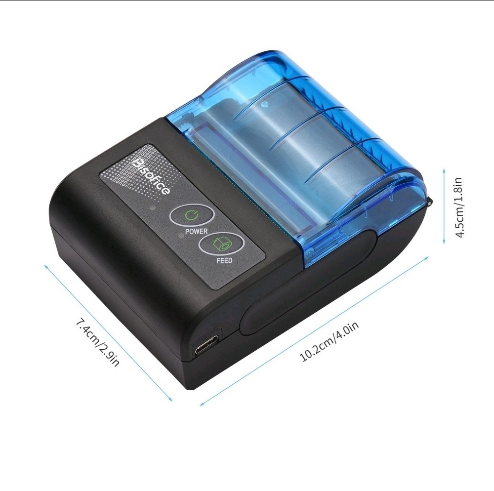 Bisofice Bluetooth 58mm Thermal Receipt Printer Portable Mobile POS Printer C2S7