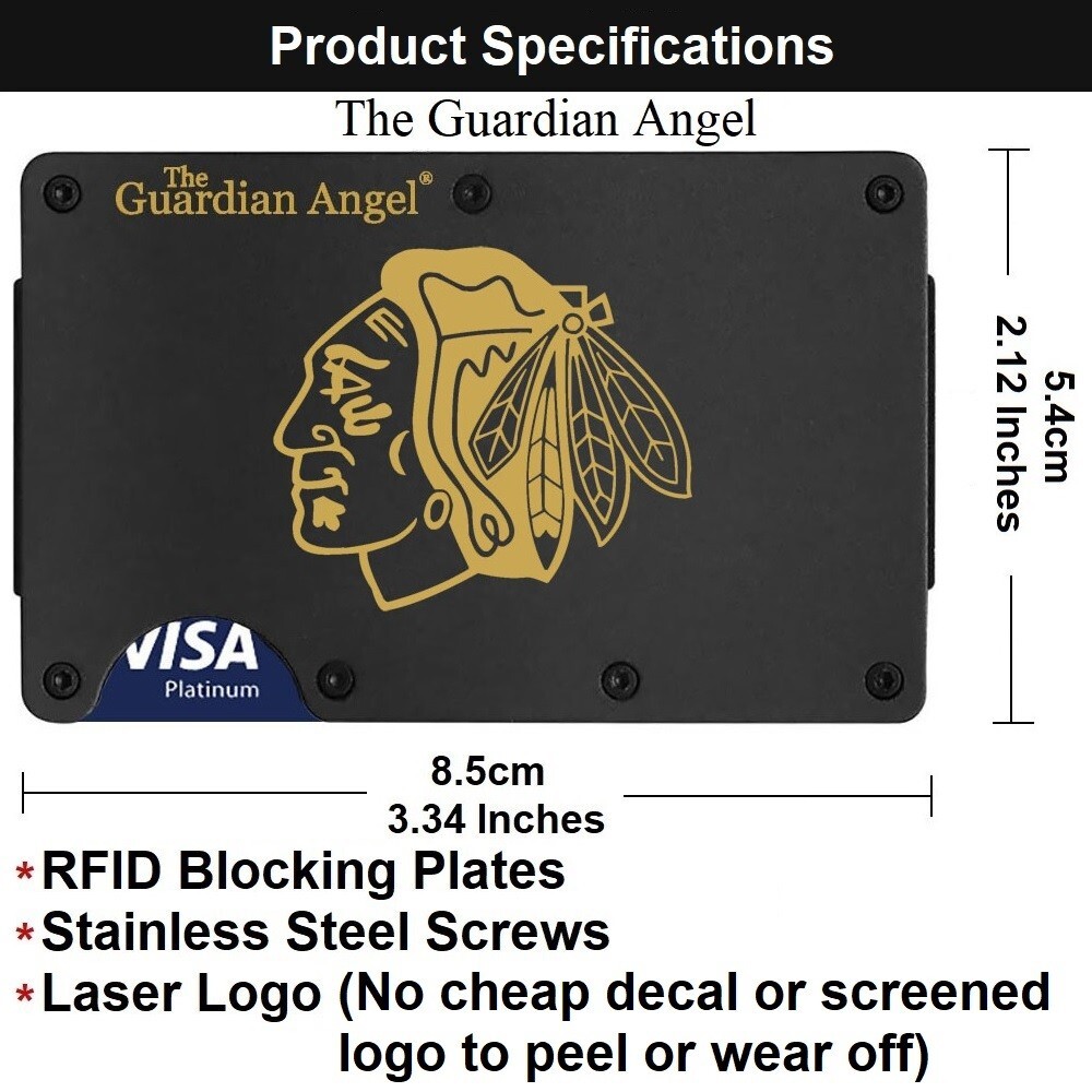 Chicago Blackhawks Titanium Carbon Fiber RFID Blocking Wallet Gift D7