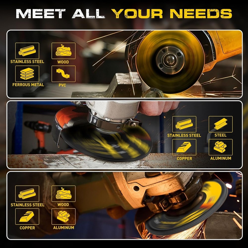 High Performance Grinding Wheels - 3 Pack 4.5" Durable Discs