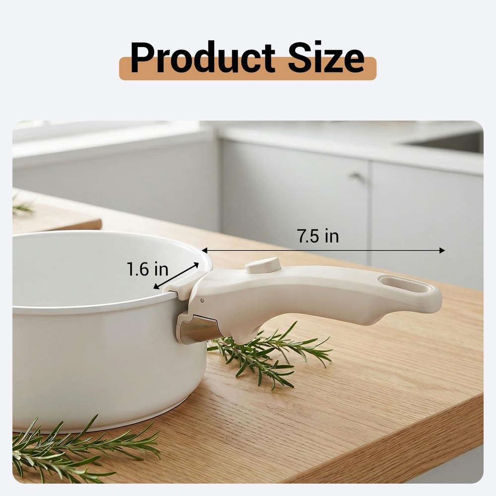 Removable Handle for Pots and Pans (2 Pack), Universal Detachable Cookware Gr...