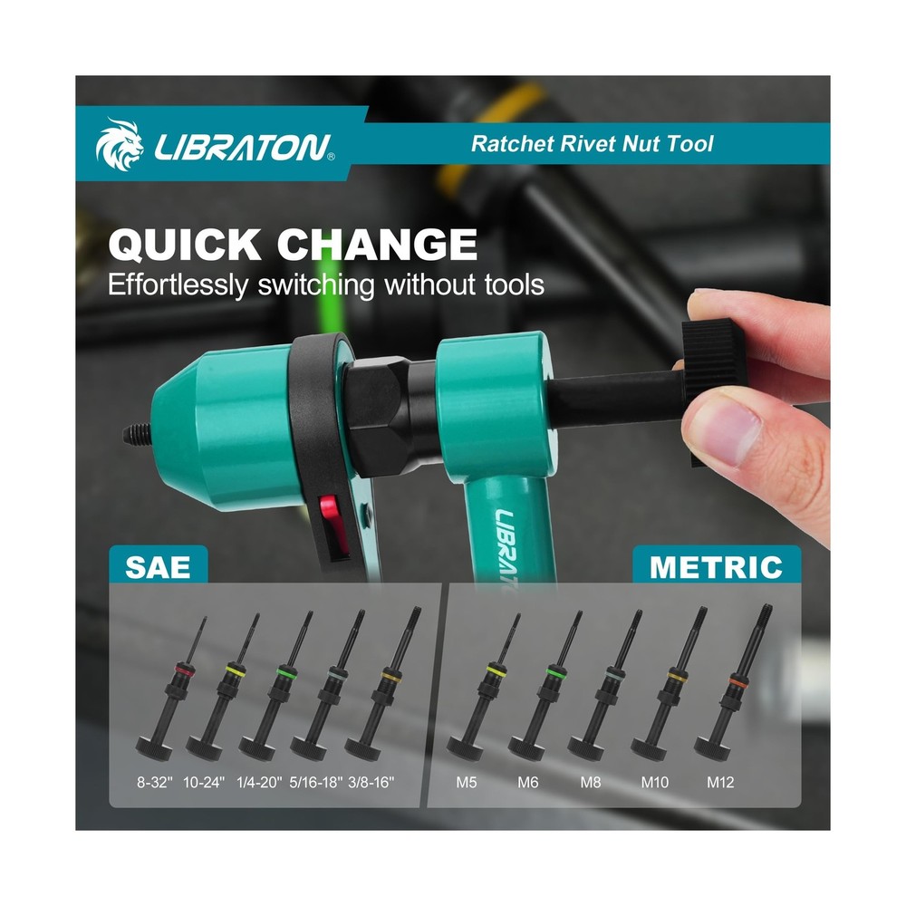 LIBRATON Rivet Nut Tool, Rivnut Tool, Professional Ratchet Nutsert Tool Kit, ...