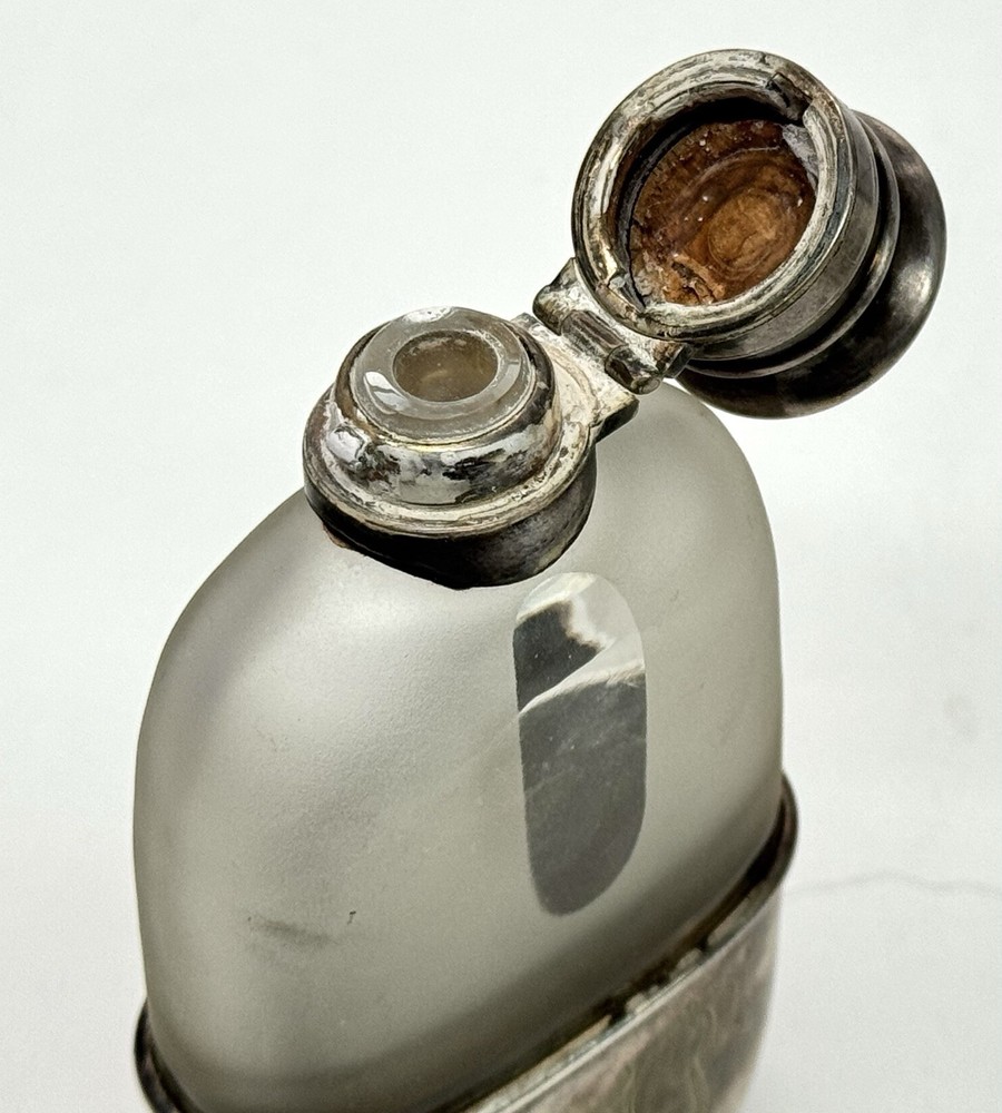 Gorham Co. "Silver S." 1890 Silver Plate and Glass Flask Bottle Monogrammed
