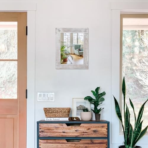 Mirrors for Wall Rustic Wooden Frame Rectangle Mirror 16"L x 12"W Rustic White