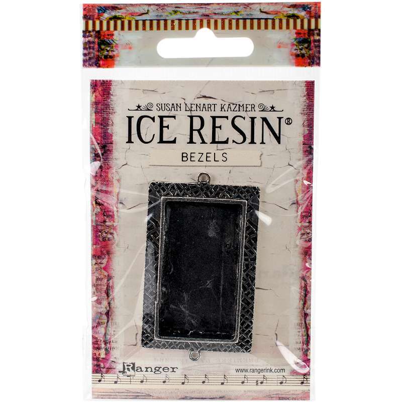 Ice Resin Milan Bezels Closed Back Rectangle Large Antique Silver