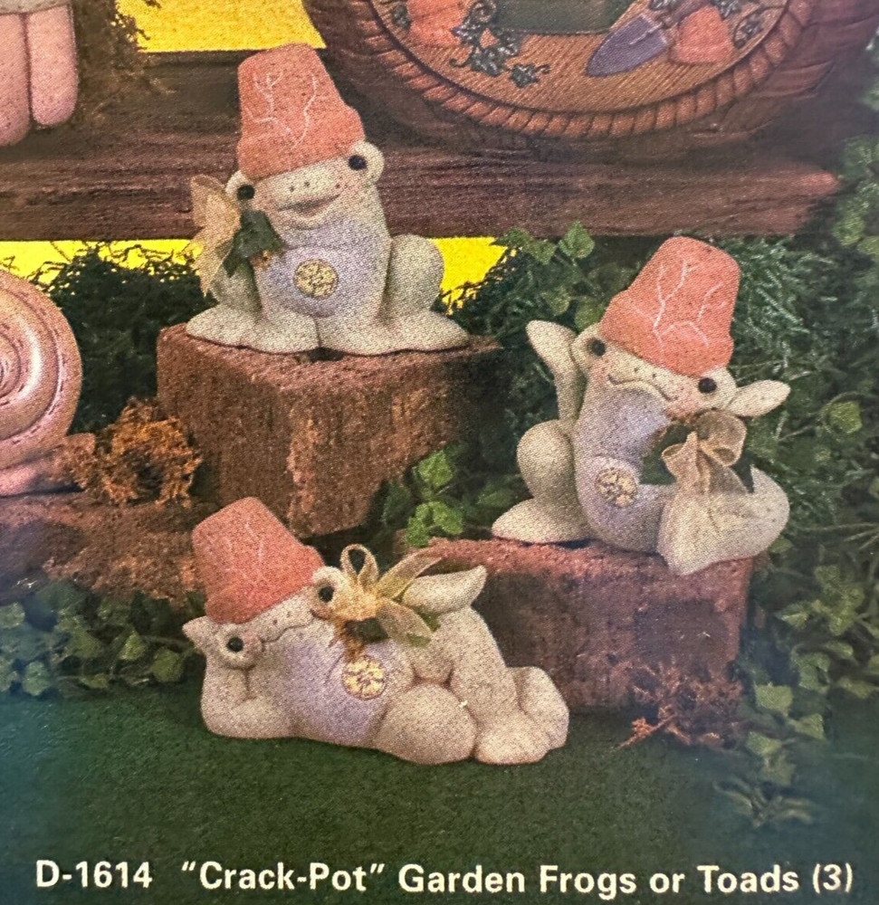 VINTAGE DONA'S CERAMIC MOLD #D-1614 CRACK POT FROGS/TOADS 4"H