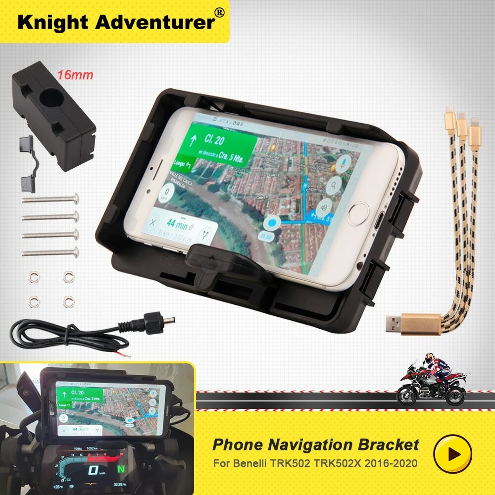 For 2017 Benelli TRK 502 Motorcycles Mobile Phone Holder Charger Mount Bracket