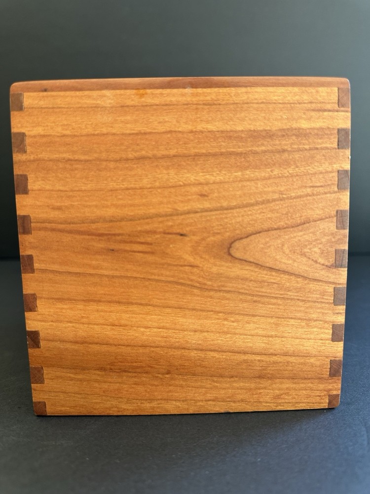 Maple Handmade Dovetail Tissue Box Cover Square Signed Rustic Natural Modern