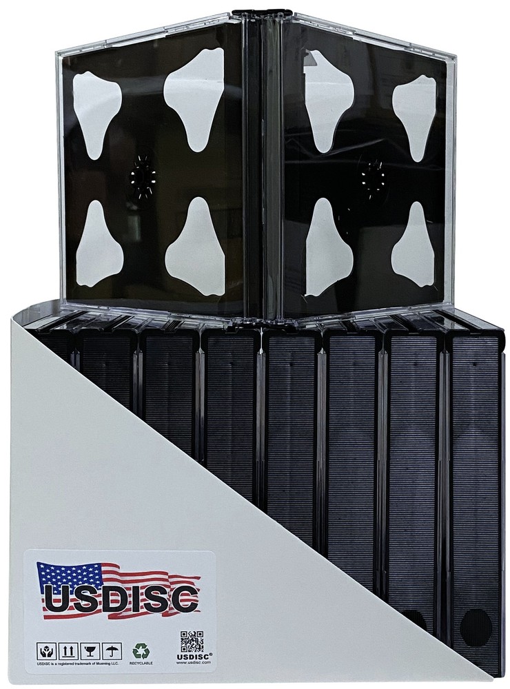 USDISC CD Jewel Cases Chubby 24mm, Sextuple 6 Disc (Black) Lot