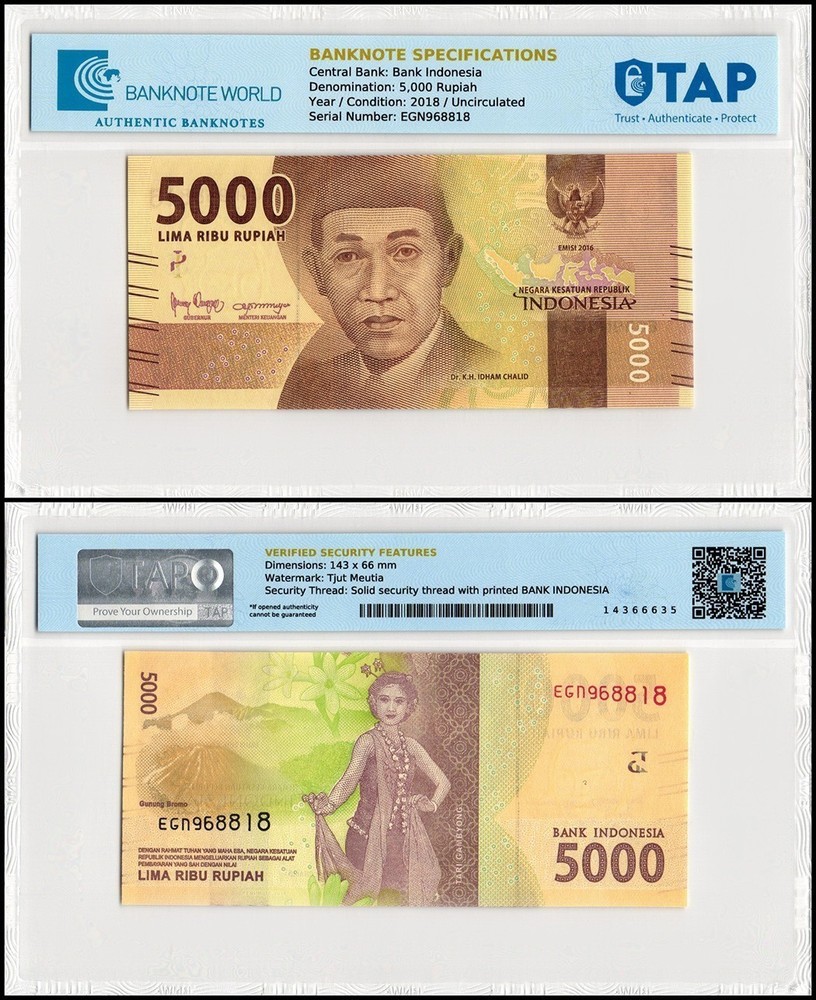 Indonesia 5000 Rupiah, 2018, P-156c.2, UNC, TAP Authenticated