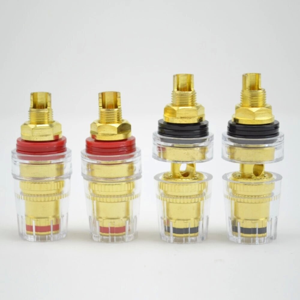 4pcs Gold Plated Short Thread Terminal Speaker Jack HIFI Speaker Binding Post