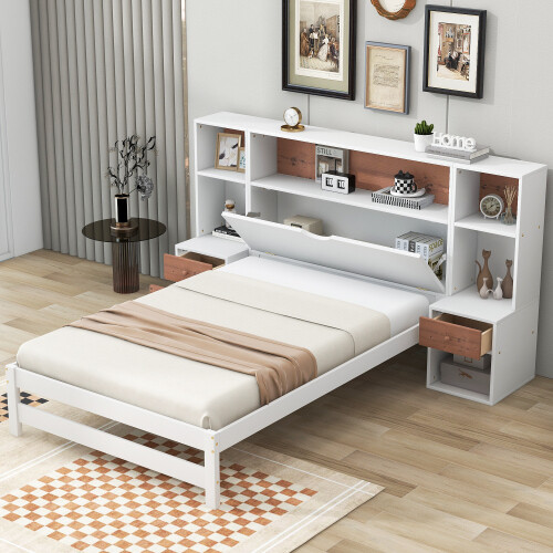 Twin Full Size Platform Bed Frame w/ Storage Headboard & Nightstand Bedroom Sets