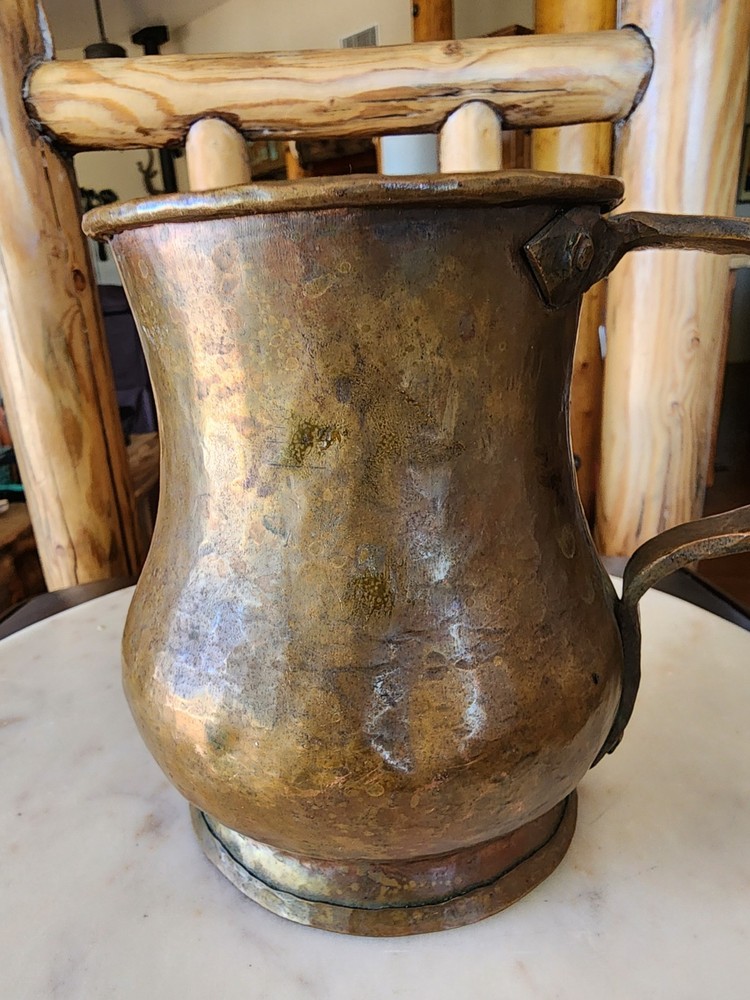Vintage Hand Hammered Copper Pitcher Jug Riveted Rustic Primitive Farmhouse