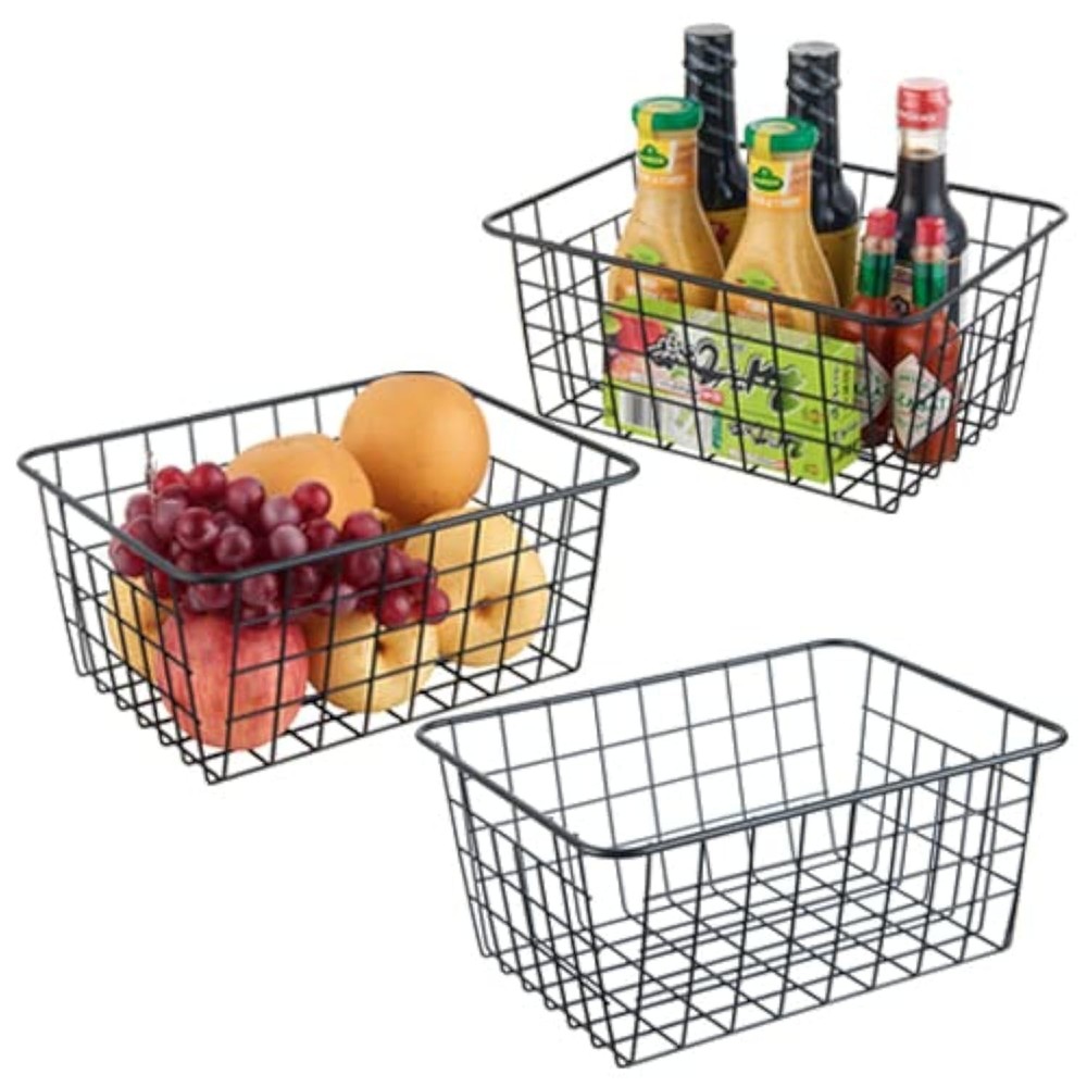 Wire Kitchen Storage Basket 3 Packs,Perfect Pantry Organization Baskets,Laund...