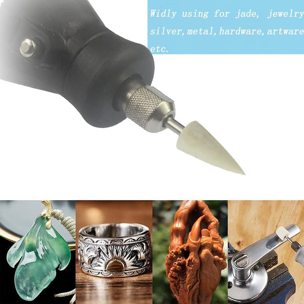 𝐋𝐮𝐨 𝐤𝐞 12mm Wool Felt Polishing Bits, 1/8'' Shank Cone Shape Wool