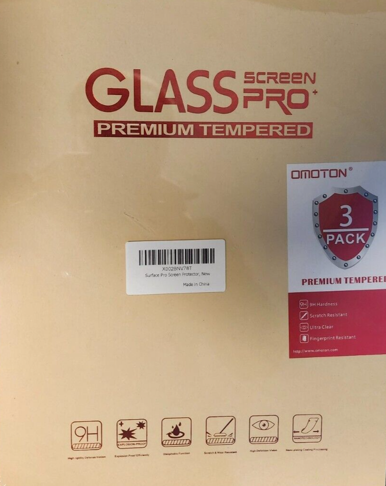 Omoton 3 Pack Tempered Glass Screen Protector for Surface Pro