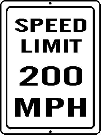 200 MPH SPEED LIMIT SIGN 9X12 METAL