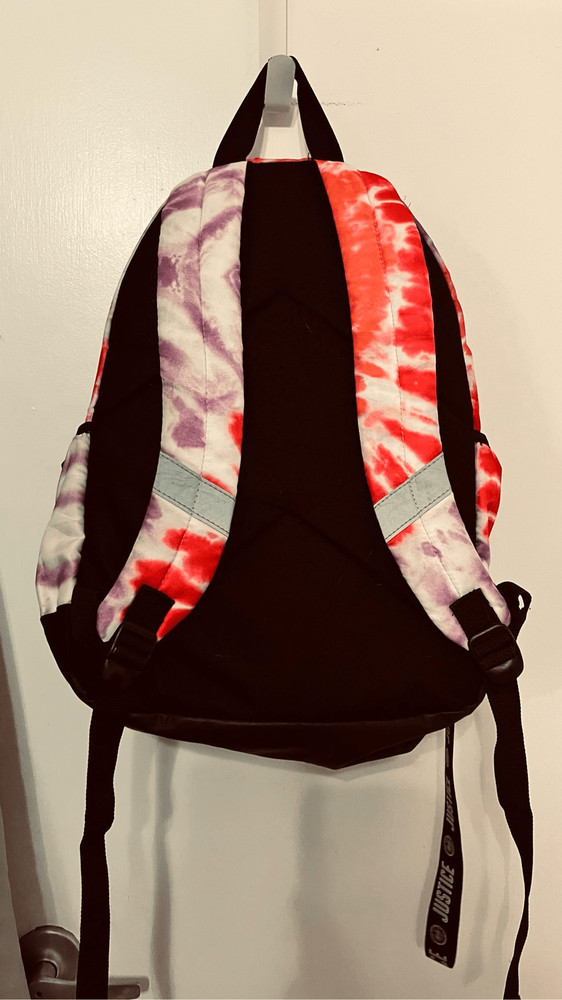 JUSTICE LARGE PINK AND PURPLE TIE DYE BACKPACK