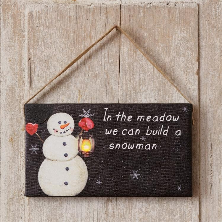 led Snowman canvas hanging  print