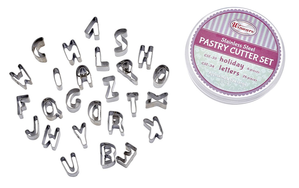 Cookie Cutter Set, Letters, 26pcs, S/S (12 Set)