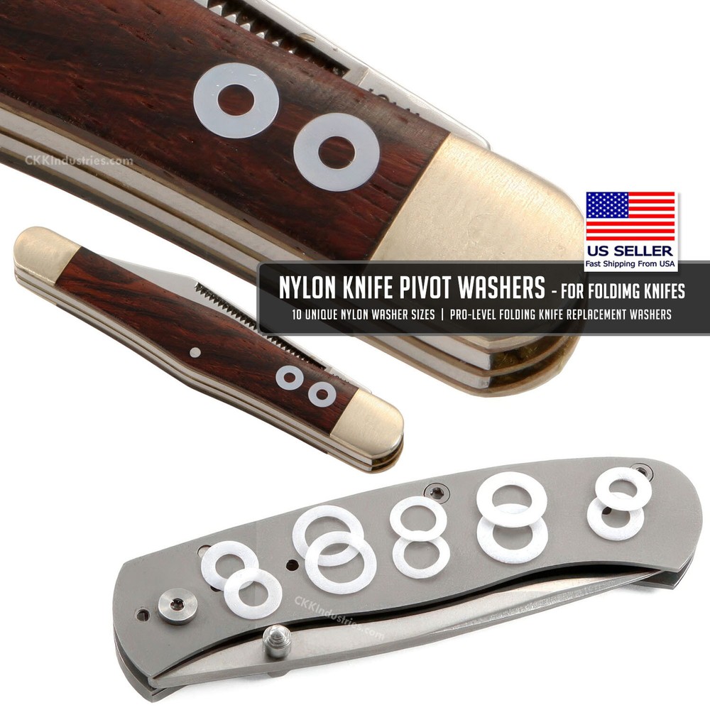 Nylon Knife Pivot Washers - For Folding Knives - Knife Making - 10 Sizes