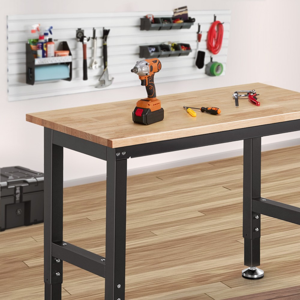 Workbench for Garage 41In Work Bench Table Adjustable Height Rubberwood