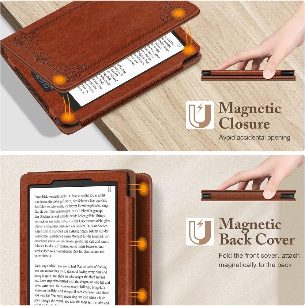 Stand Case for 6" Kobo Clara 2E eReader Leather Protective Cover Auto Sleep/Wake