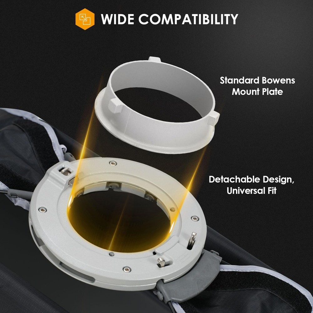 TARION Foldable Bowens Softbox with Grid: Quick One-Step Open/Lock, 23.6x35.4...