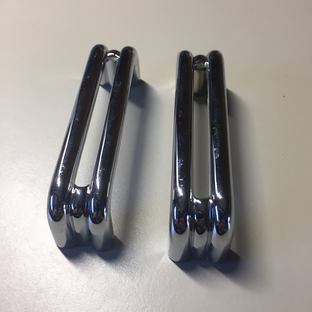 2 Vintage KBC Chrome Split Bar Drawer Pull Mid Century Style Lot D