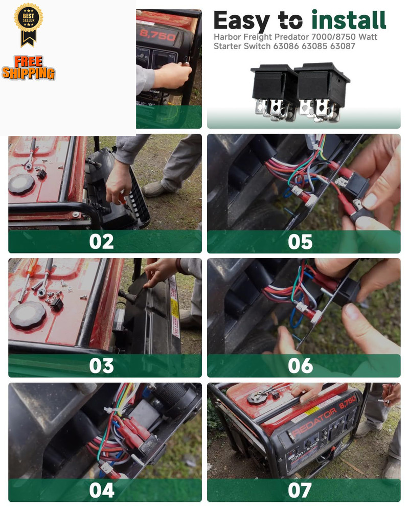 （2-Pack for Compatible Start On Off Switch Harbor Freight Predator Black