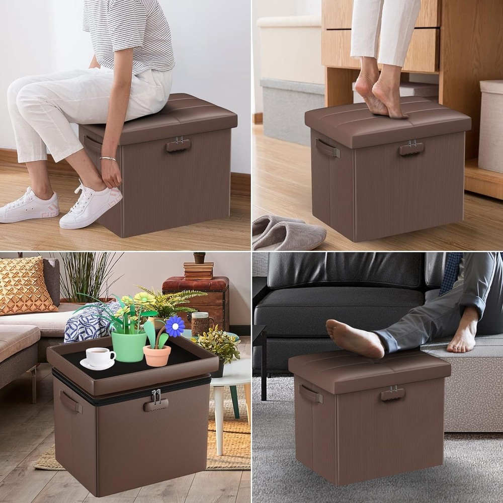 Multipurpose Fireproof Storage Stool, Lockable and Water-Resistant - 47L