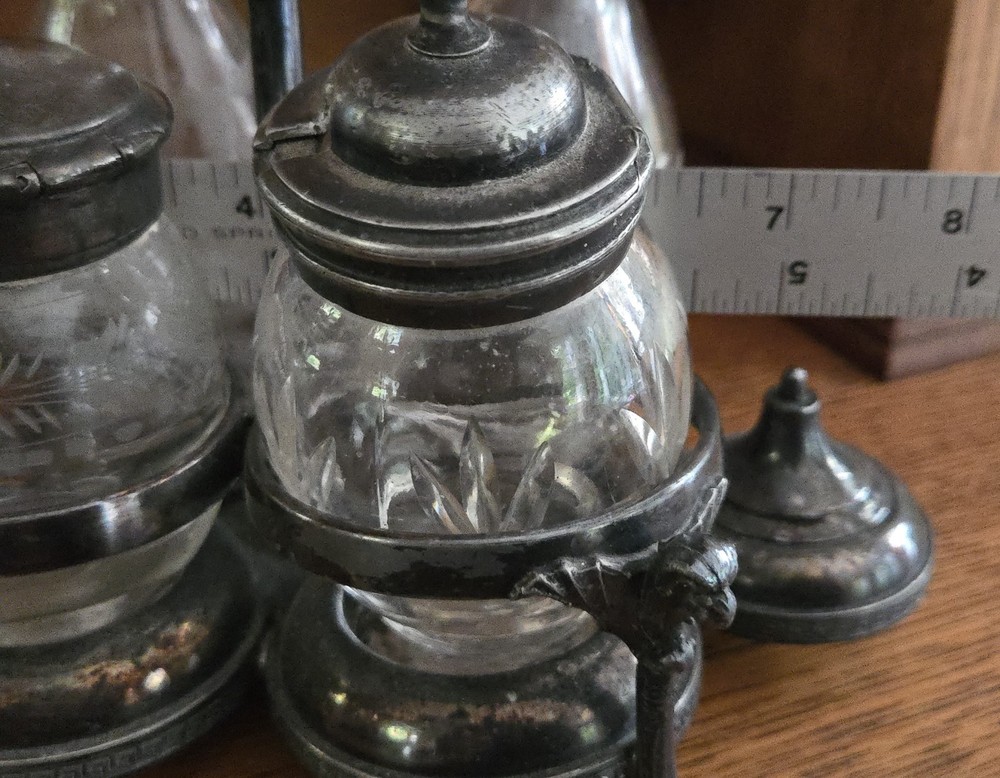 Victorian Antique Reed Barton Silverplate Cruet Caddy Castor Set