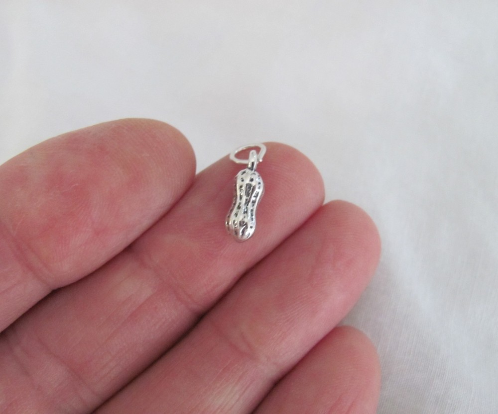 Sterling Silver 3d peanut small charm
