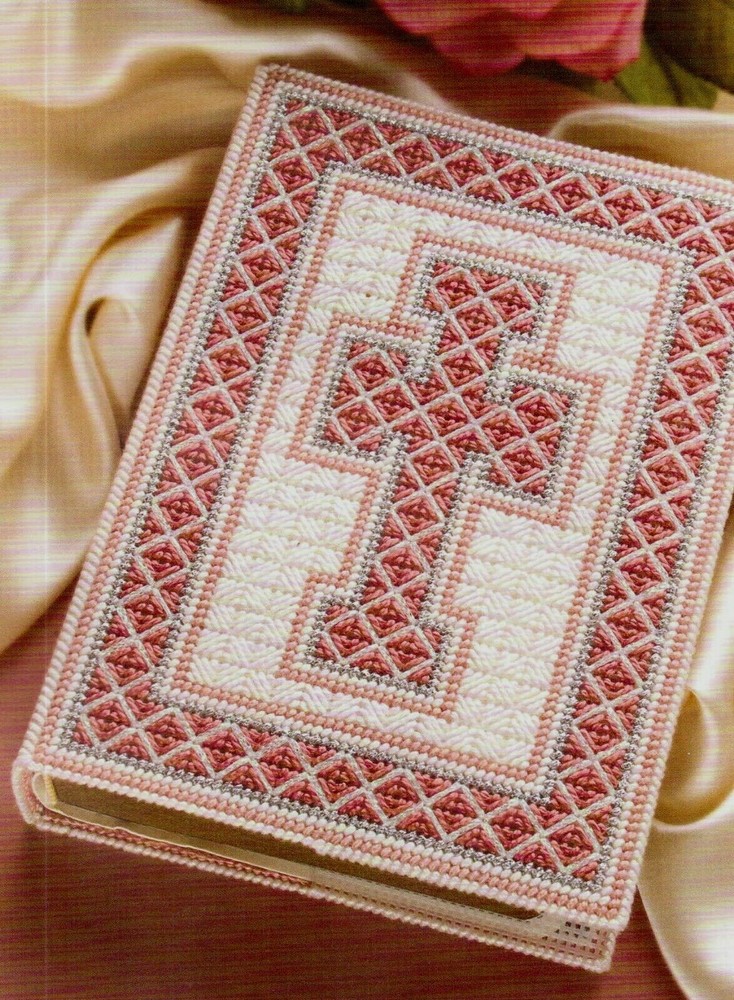 PINK ELEGANCE BIBLE COVER CROSS DESIGN PLASTIC CANVAS PATTERN INSTRUCTIONS