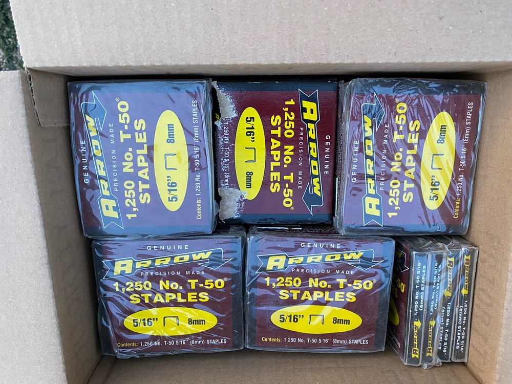 Arrow 506 T50 5/16” Staples 42 Boxes - 52,500 Staples