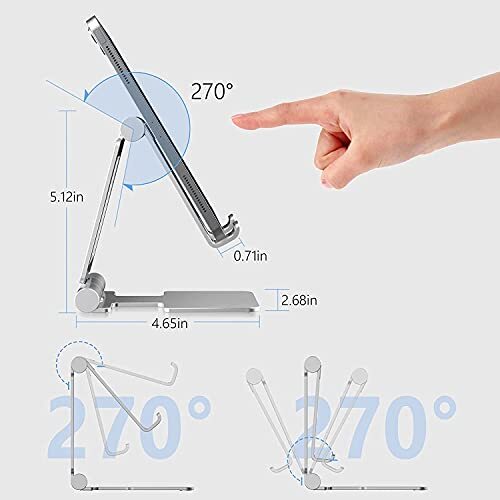 Tablet Stand, Adjustable & Foldable Aluminium Desktop iPad Stand,Compatible