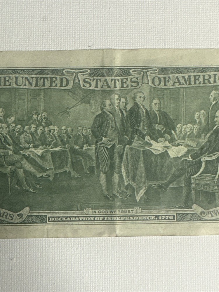 1976 Chicago B Cutting Error Uneven Border $2 Bill
