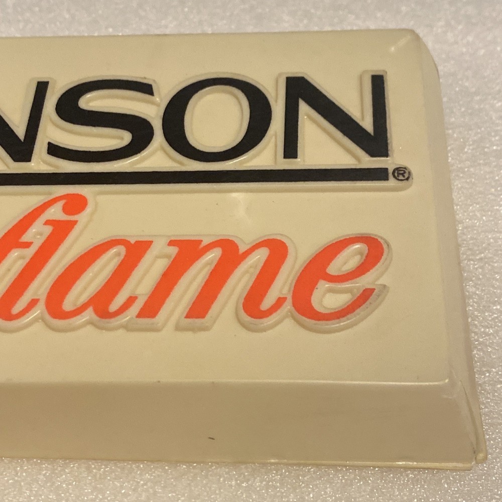 VINTAGE RONSON VARAFLAME BUTANE LIGHTER PLASTIC SIGN FROM A DISPLAY CASE
