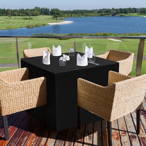 2 Pack Square Fitted Table Covers - 34 x 34 34 Square| 2 Pack Versatile Black