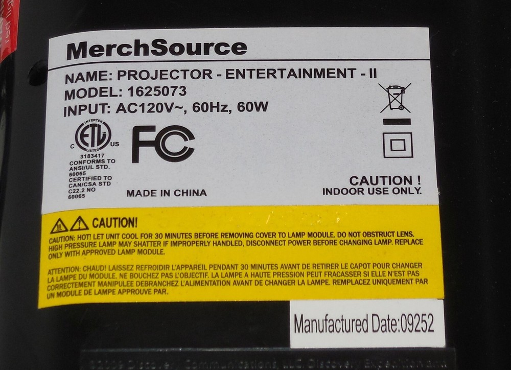 Discovery Merch Source Wonderwall Projector Model # 1625073 Tested Working