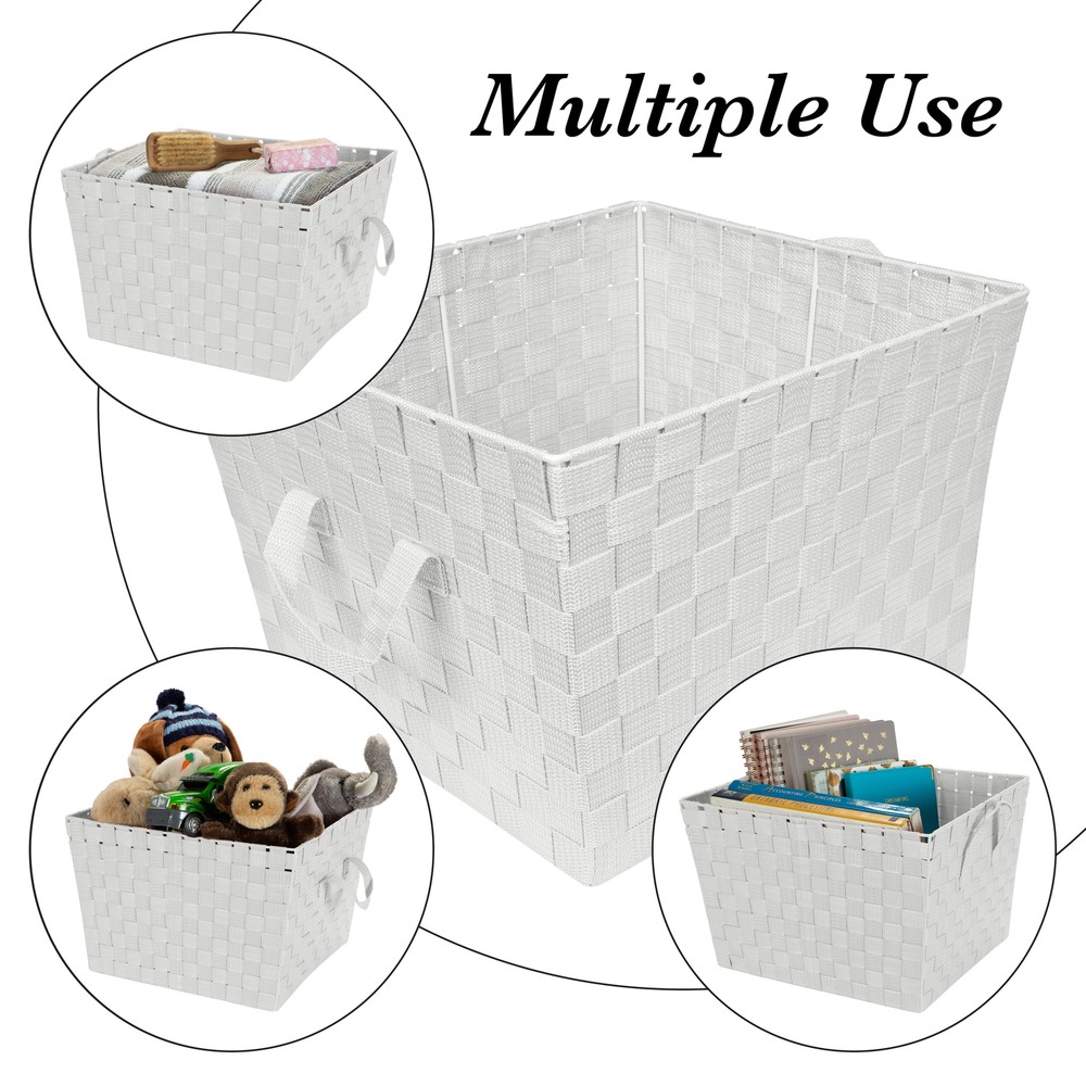 Storage Bin with Strap Handles in Gray